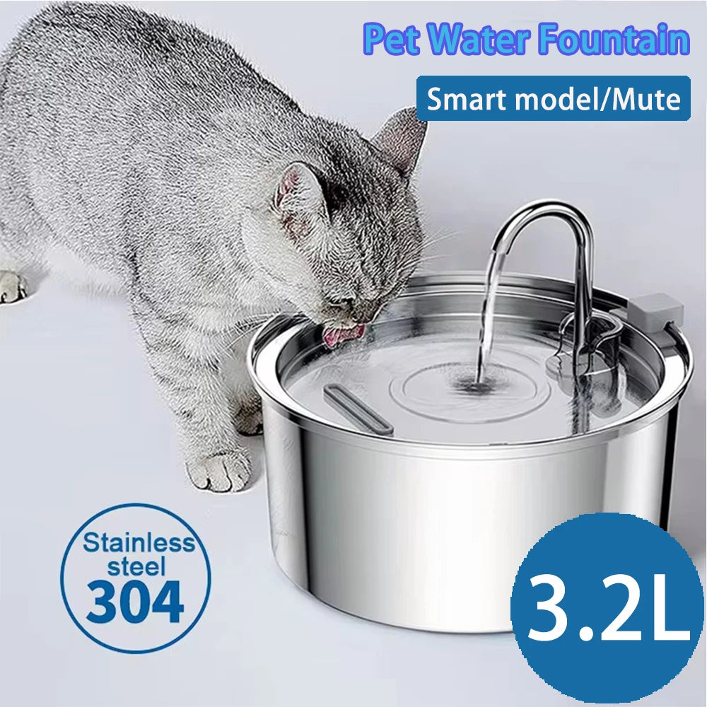 Intelligent Stainless Steel Cat Water Fountain Automatic Drinker for Cats Feeder Pet Water Dispenser Drinking Fountain for Cats